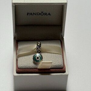 NEW  Authentic Pandora Silver Evil Eye Blue Enamel Dangle Silver Charm 790529
